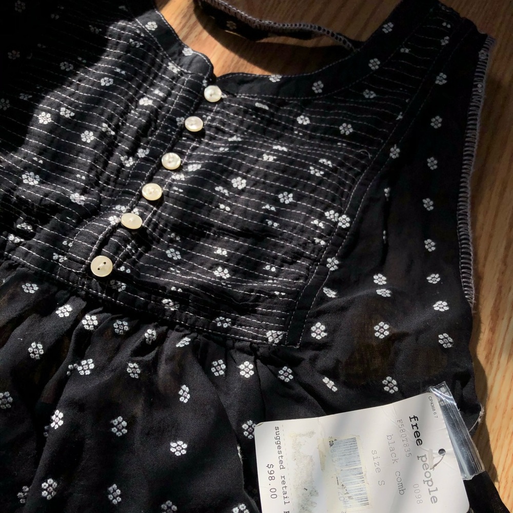 Free People Black Comb Tank Top Blouse